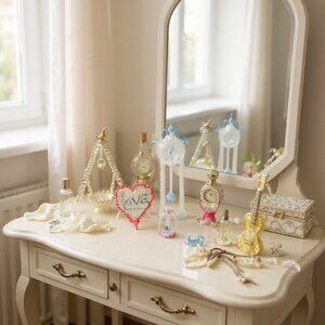 Lot of 6 Vintage Spun Glass Figurines Clear Delicate Lace Crystal Miniature Coll